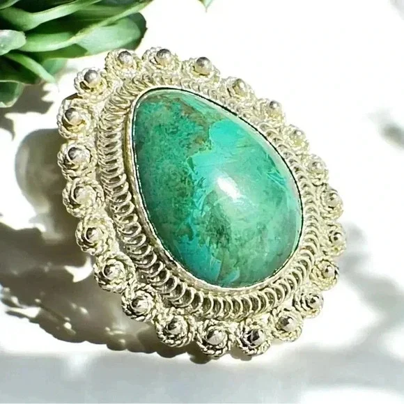 Vintage Eilat Stone in .935 Argentium Silver Brooch Pendant